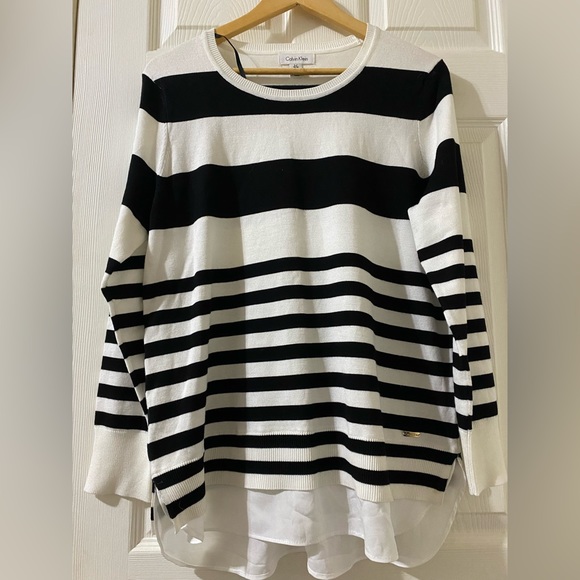 Calvin Klein Tops - Calvin Klein Black and White Stripe Blouse